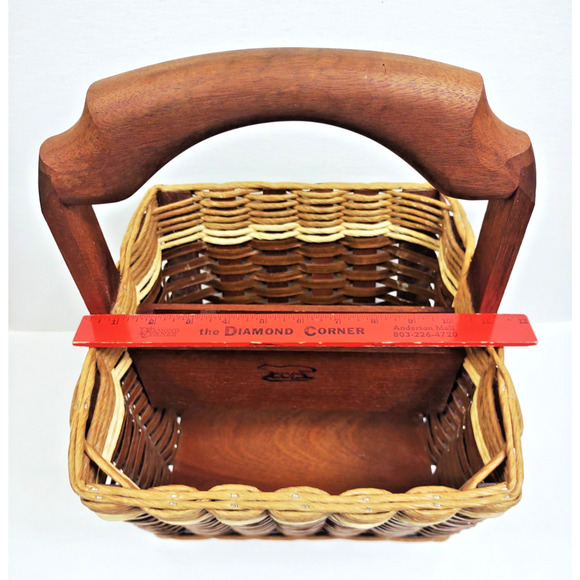 FOXCREEK Basket Company Dated & Signed Magazine Book Basket 2001 w Divider USA - Picture 7 of 11